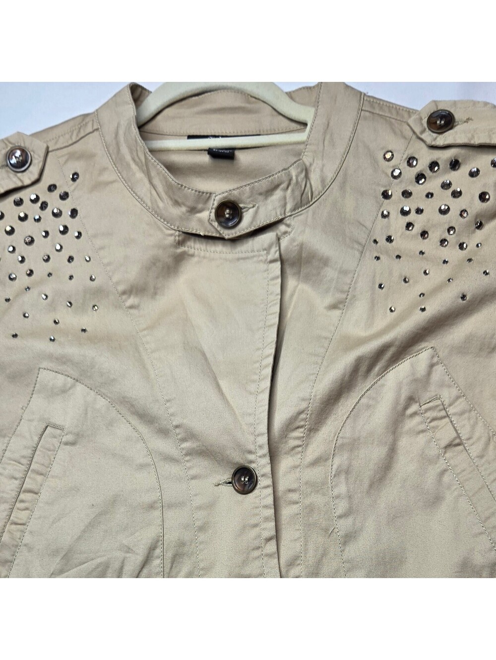 Style & Co. Khaki Army Utility Anorak Jacket XL NWT Studded Roll Tab Sleeve